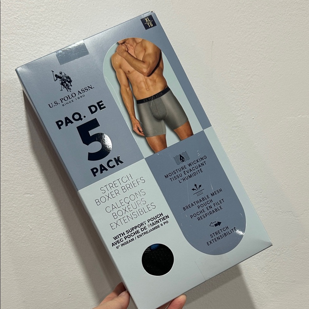 U.S. Polo Assn. Men's Boxer Briefs 5-Pack-XL